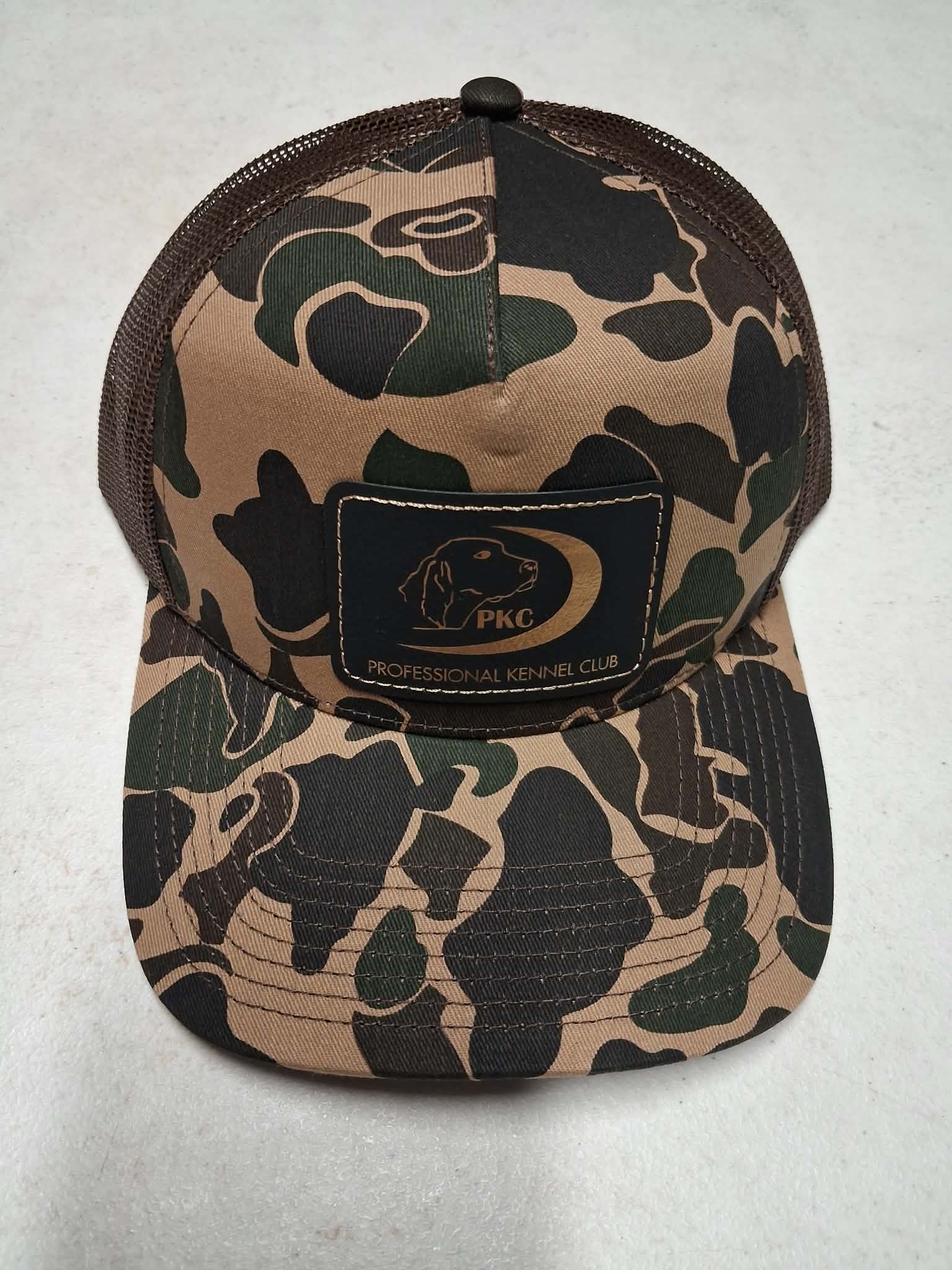 PKC hat with Bark camo with Black Patch