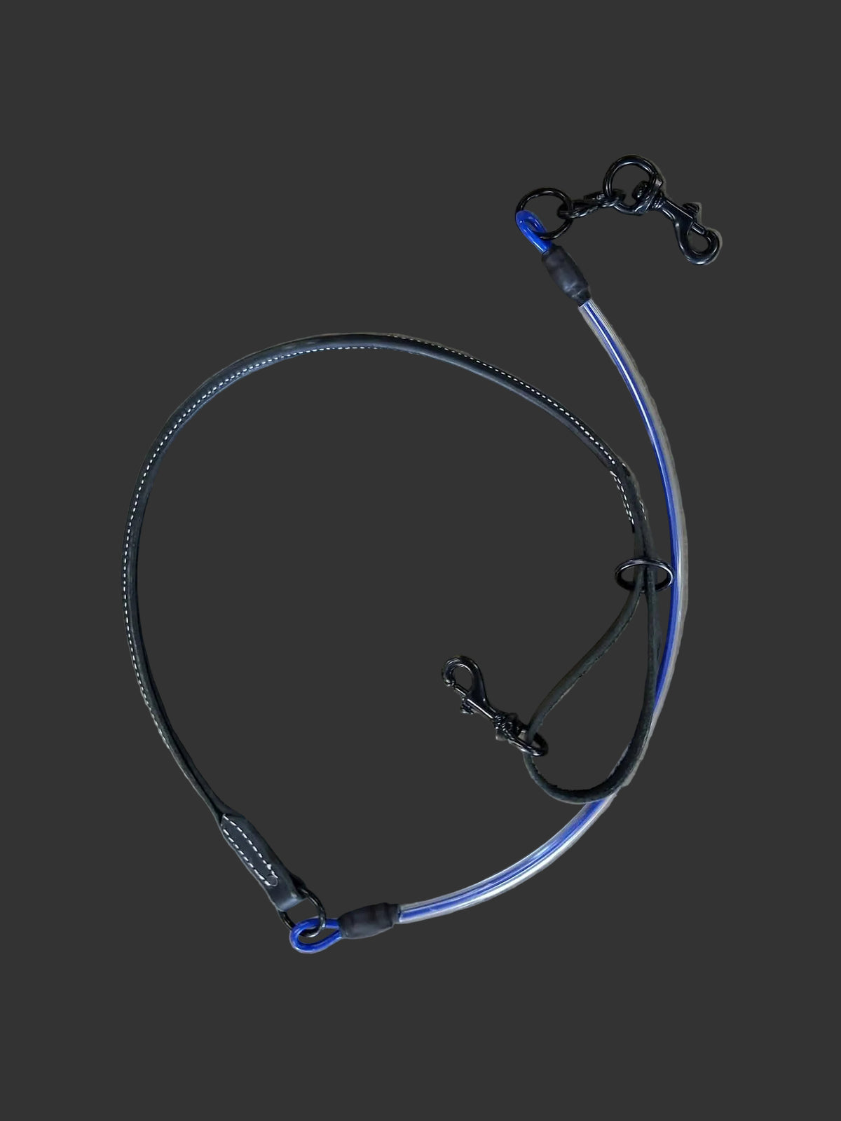 Rolled leather and  Blue cable